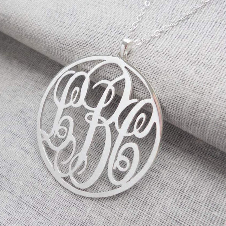 925 Sterling Silver Initial Monogram Necklace