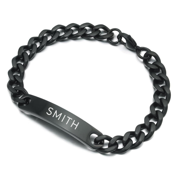 925 Sterling Silver Customized Engraving Nameplate Bar Bracelet In Curb Link Chain