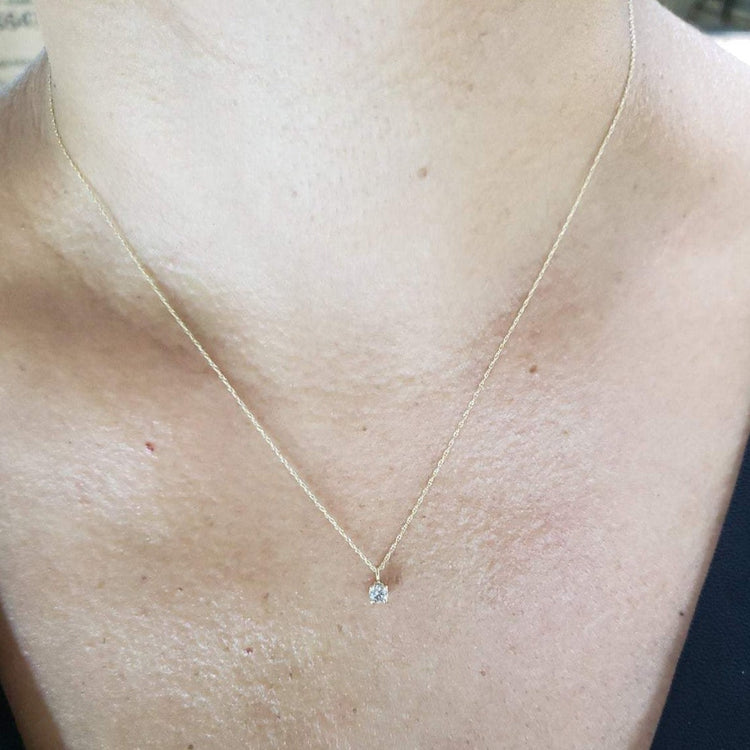 925 Sterling Silver Solitaire Zirconia Necklace