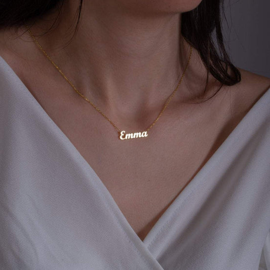 925 Sterling Silber Tiny Gold Personal isierte Emma Name Halskette