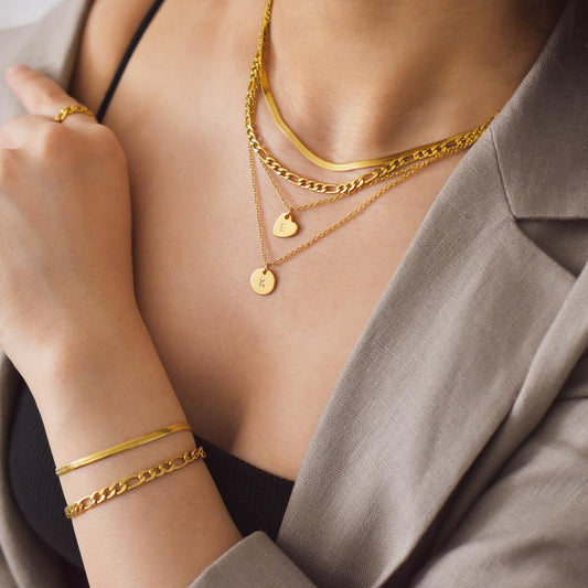 925 Sterling Silver Women's 3.7mm Figaro Link Chain Necklace, 18K Gold Plated