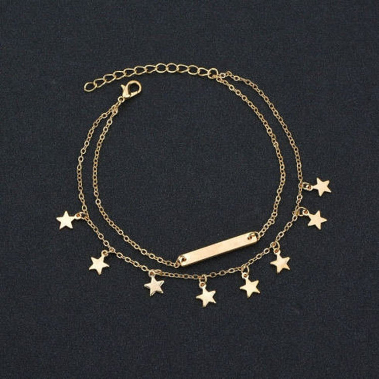 925 Sterling Silver Double Layer Custom Bar Name Anklet