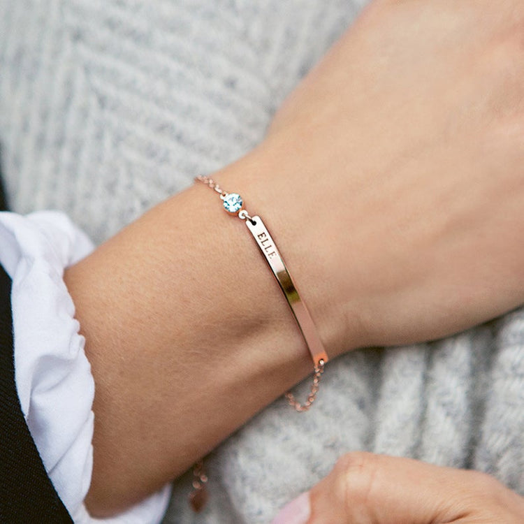 925 Sterling Silver Personalized Name Bar ID Bracelet