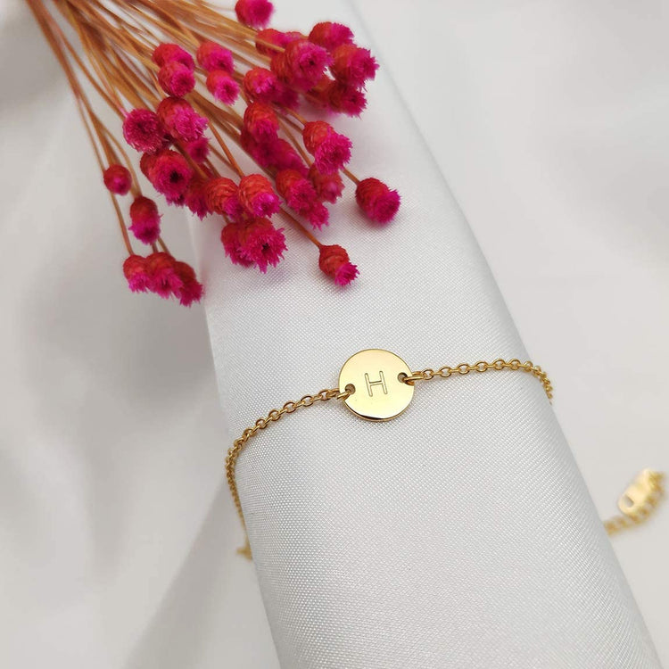 925 Sterling Silver Custom Initial Coin Bracelet