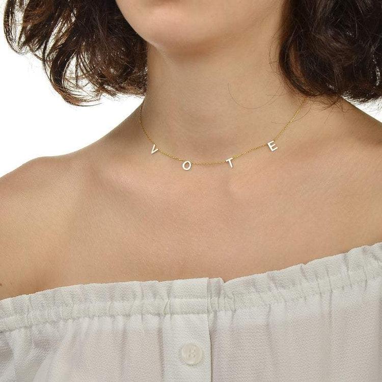 925 Sterling Silver A to Z Initial Choker Necklace