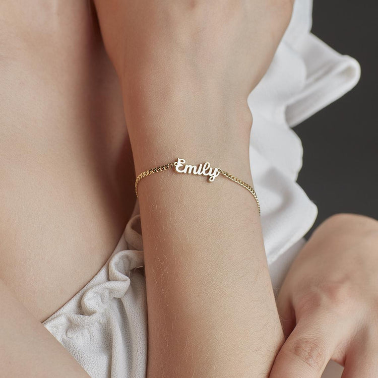 925 Sterling Silver Name Bracelet In Cuban Chain
