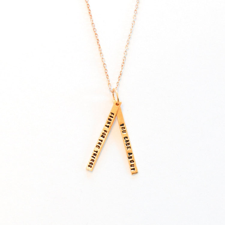 925 Sterling Silver RBG Souvenir Fight For The Things You Care About Vertical Bar Necklace Gifts for Women Fan of Ruth Bader Ginsburg
