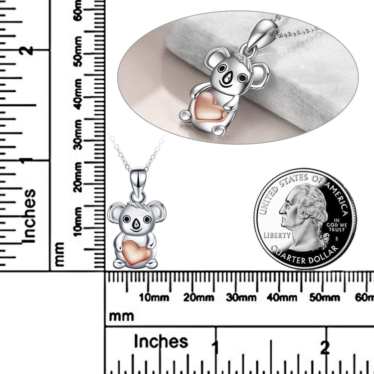 925 Sterling Silver Cute Animal Holds Heart Necklace