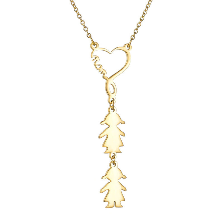 925 Sterling Silver Engravable Mom And Children Pendant Necklace