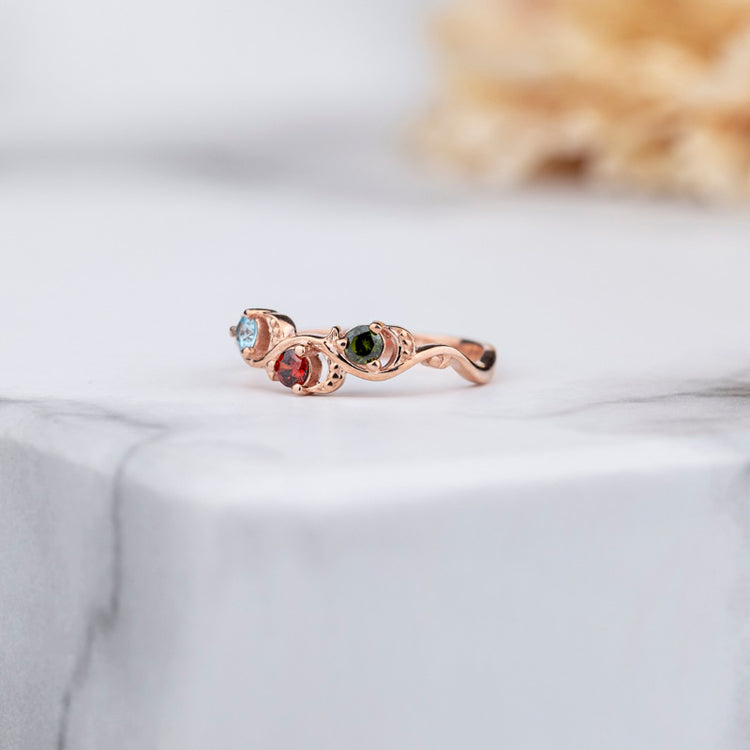 925 Sterling Silver 3 Birthstone Ring, Personalized Gift, Handmade Jewelry, Mothers Family Ring, Gift For Her, Customizable Jewel