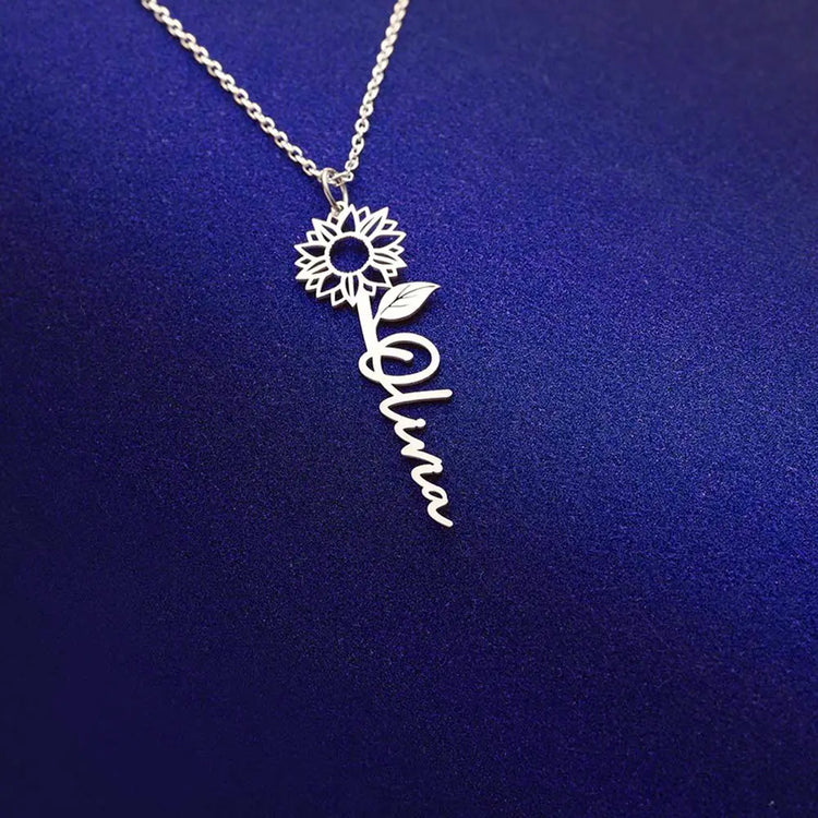 925 Sterling Silber Personal isierte Name Sonnenblumen Halskette