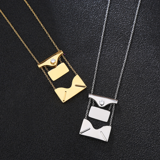 925 Sterling Silver Personalized Envelope Love Letter Locket Secret Message Necklace