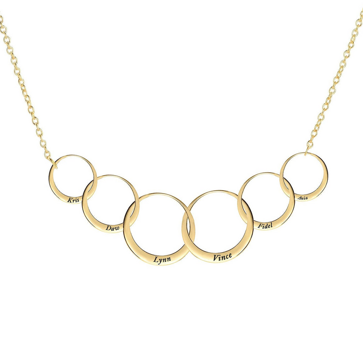 925 Sterling Silver 50th Birthday Gift For Mom / Grandmother Generations Personalized Chain Necklace Interlocking Ring Necklace