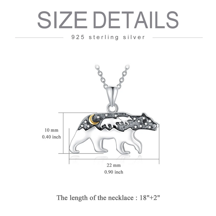 Mama Bear Necklace 925 Sterling Silver Animal Necklace Pendant Gift for Women