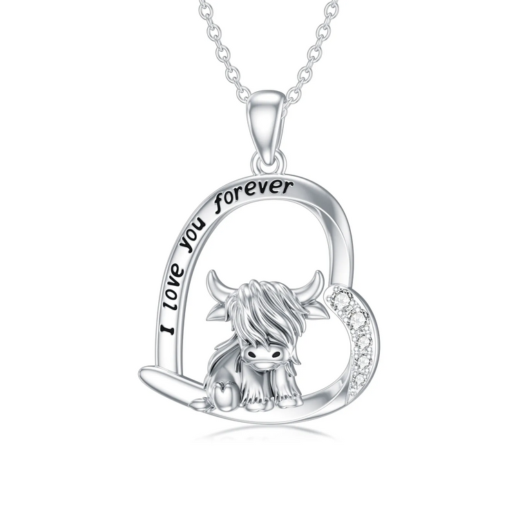 925 Sterling Silber Highland Kuh Halskette Fußkettchen für Frauen Geschenke Tier Halskette
