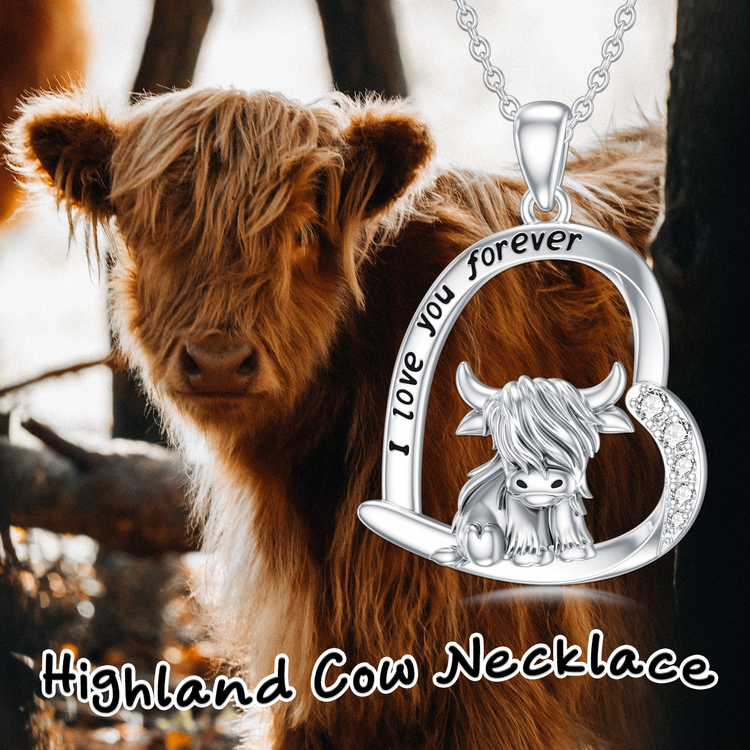 925 Sterling Silber Highland Kuh Halskette Fußkettchen für Frauen Geschenke Tier Halskette