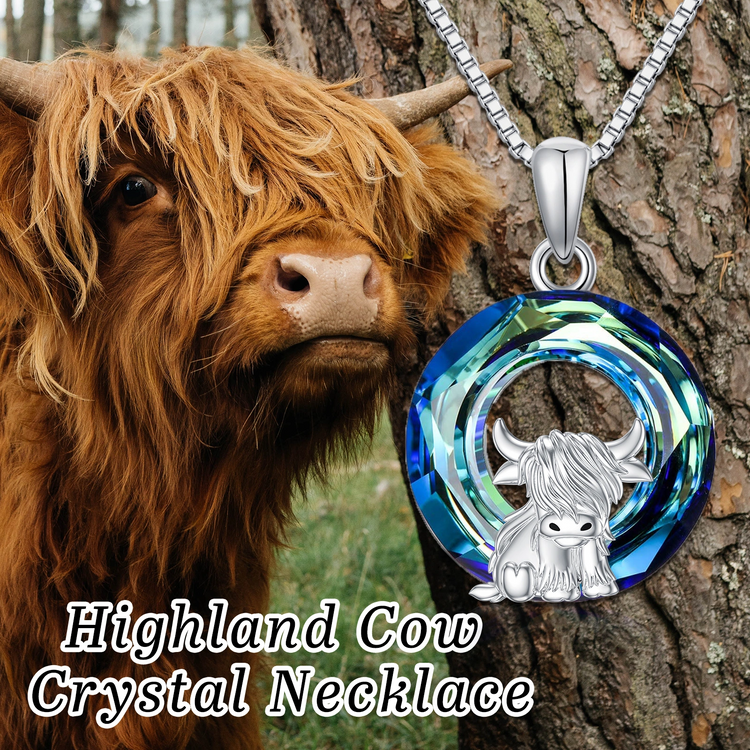 925 Sterling Silber Highland Kuh Halskette Fußkettchen für Frauen Geschenke Tier Halskette