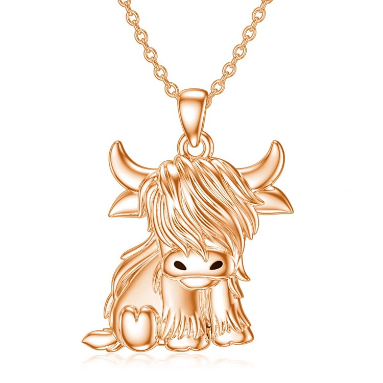925 Sterling Silber Highland Kuh Halskette Fußkettchen für Frauen Geschenke Tier Halskette