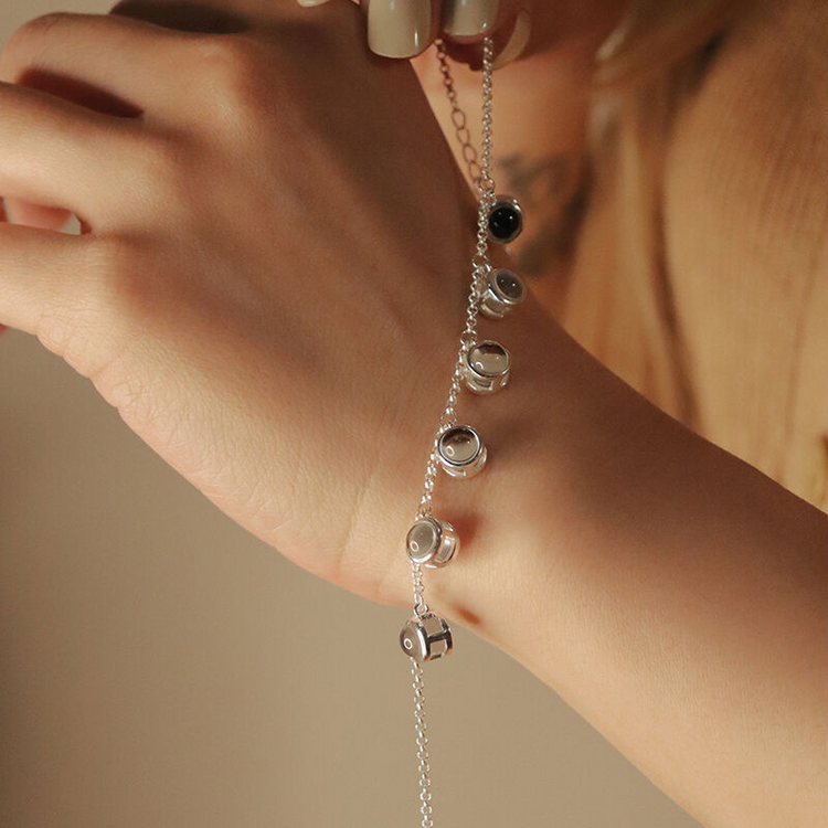 925 Sterling Silver Custom Photo Projection Bracelet Minimalist Gift