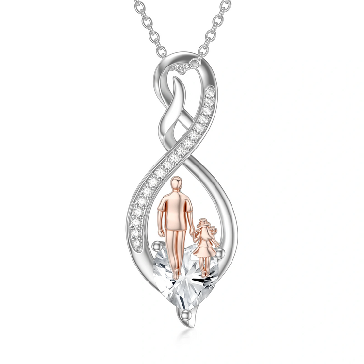 925 Sterling Silver Gift from Dad Mom Infinity Heart Pendant Birthstone Necklace