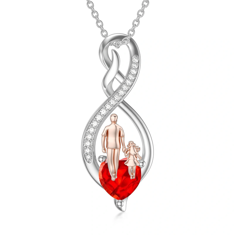 925 Sterling Silver Gift from Dad Mom Infinity Heart Pendant Birthstone Necklace