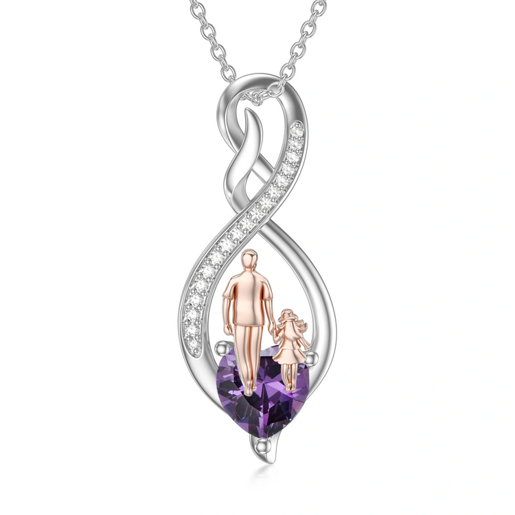 925 Sterling Silver Gift from Dad Mom Infinity Heart Pendant Birthstone Necklace