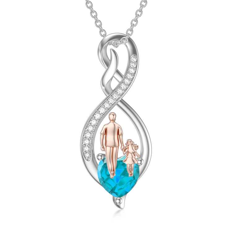 925 Sterling Silver Gift from Dad Mom Infinity Heart Pendant Birthstone Necklace