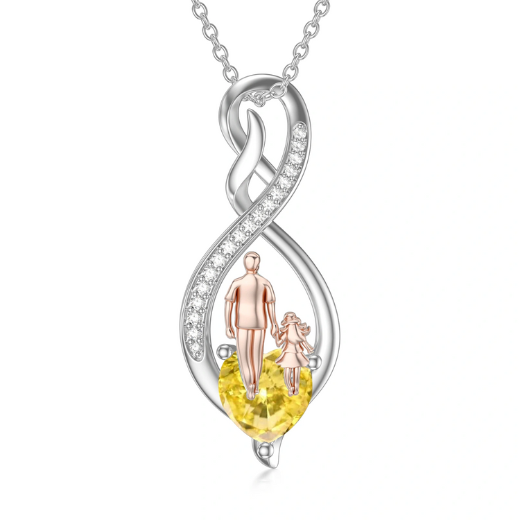 925 Sterling Silver Gift from Dad Mom Infinity Heart Pendant Birthstone Necklace