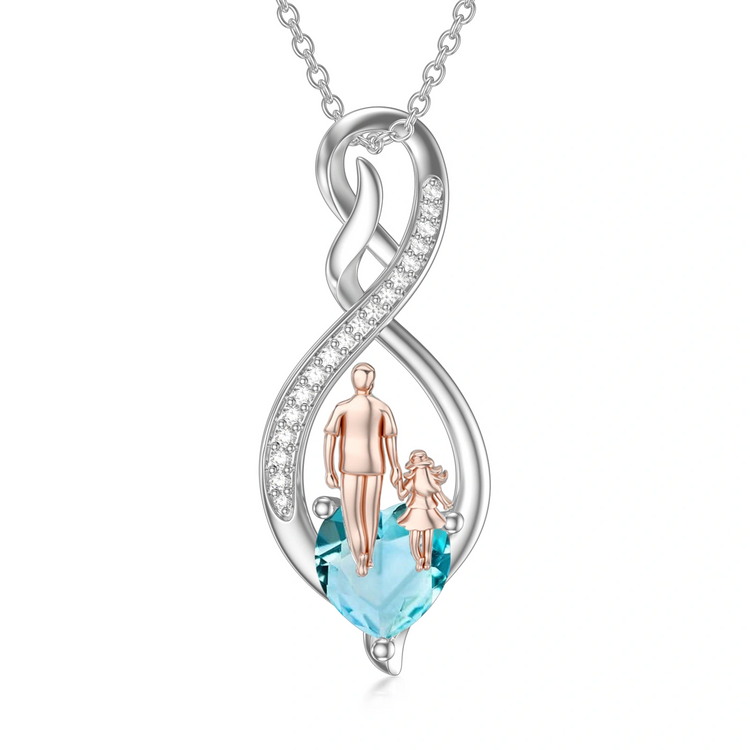 925 Sterling Silver Gift from Dad Mom Infinity Heart Pendant Birthstone Necklace