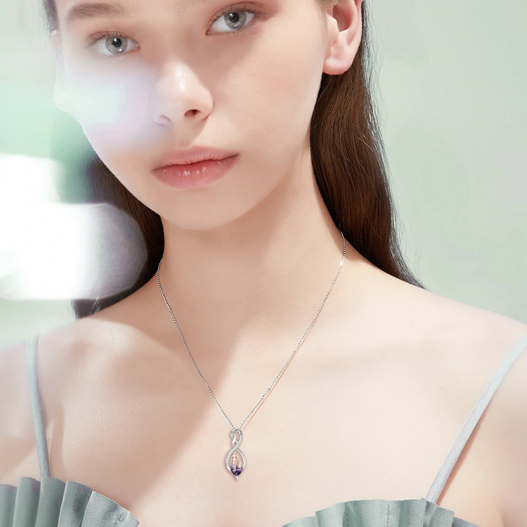 925 Sterling Silver Gift from Dad Mom Infinity Heart Pendant Birthstone Necklace