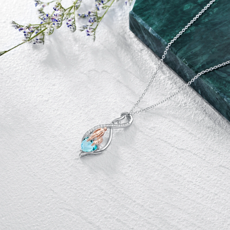 925 Sterling Silver Gift from Dad Mom Infinity Heart Pendant Birthstone Necklace