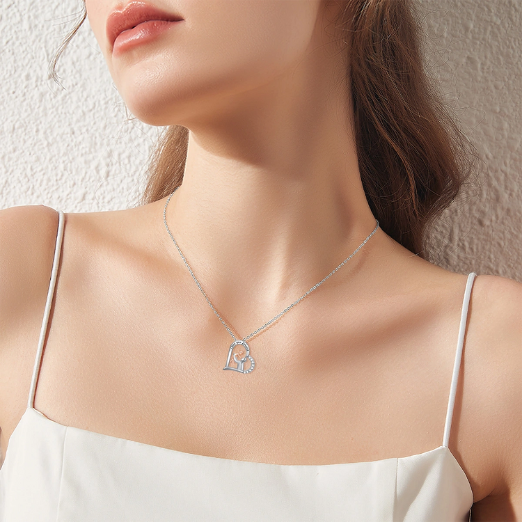 925 Sterling Silver Heart Necklace Daughter Father's Day Necklace