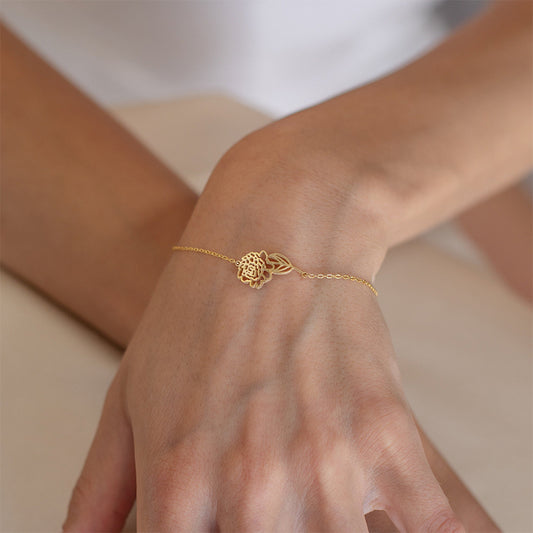 Personalized Birth Flower Bracelet by Minimalist • Custom Flower Jewelry • Dainty Charm Bracelet • Best Friend Birthday Gift