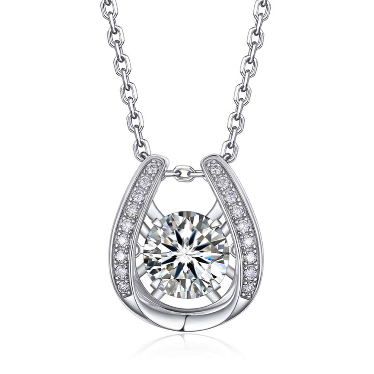 925 Sterling Silver Dancing Necklace Women Horseshoe Necklace