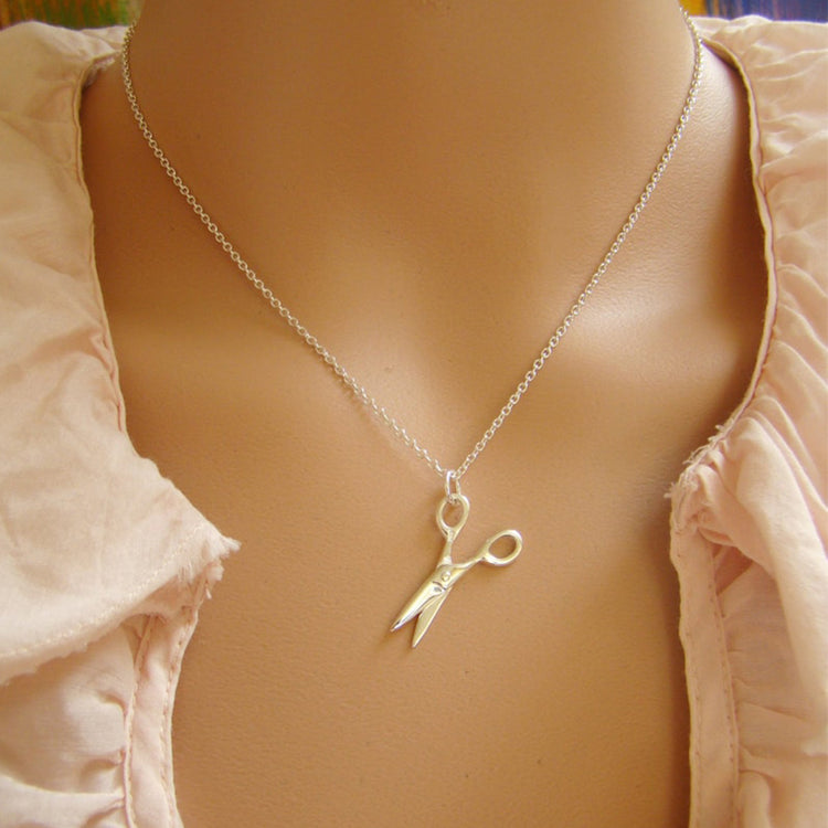 925 Sterling Silver Scissor Charm Necklace, Gift for Hair Stylist