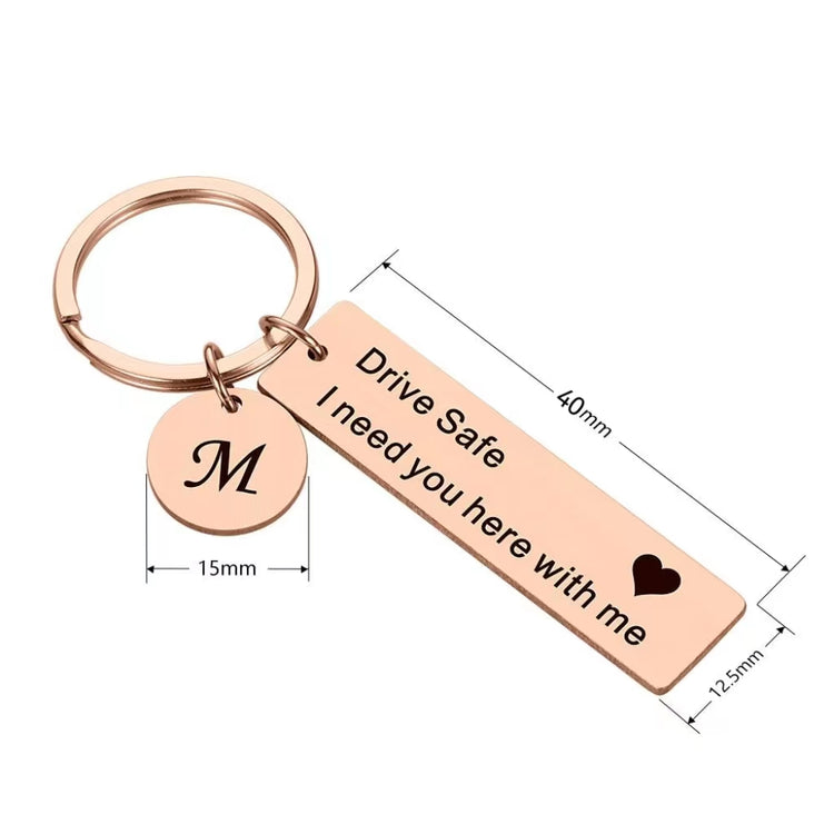 925 Sterling Silver Initial Vertical Bar Keychain