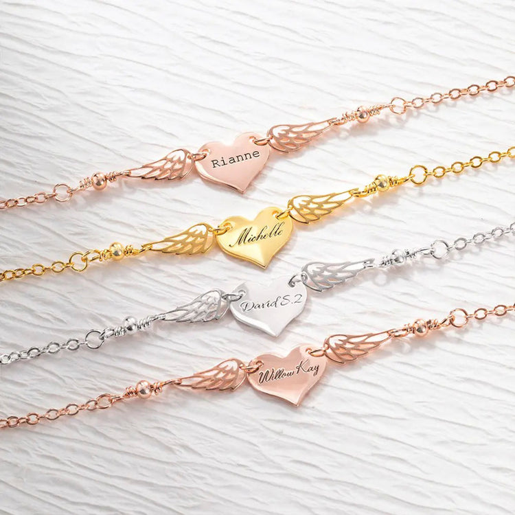 925 Sterling Silve Custom Mommy Of An Angel Bracelet, Memorial Jewelry, Miscarriage Gift, Memorial Wing Charm