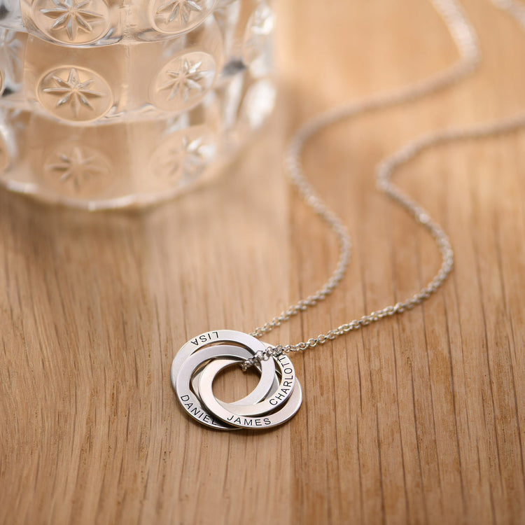 925 Sterling Silver Personalized Engraved Russian Ring Necklace