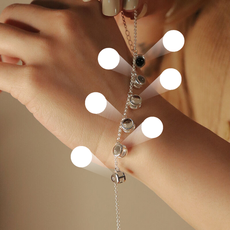 925 Sterling Silver Custom Photo Projection Bracelet Minimalist Gift