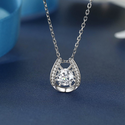 925 Sterling Silver Dancing Necklace Women Horseshoe Necklace