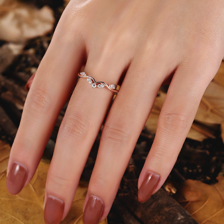 925 Sterling Silber Antike Stapel band Olive Branch Verlobung sring