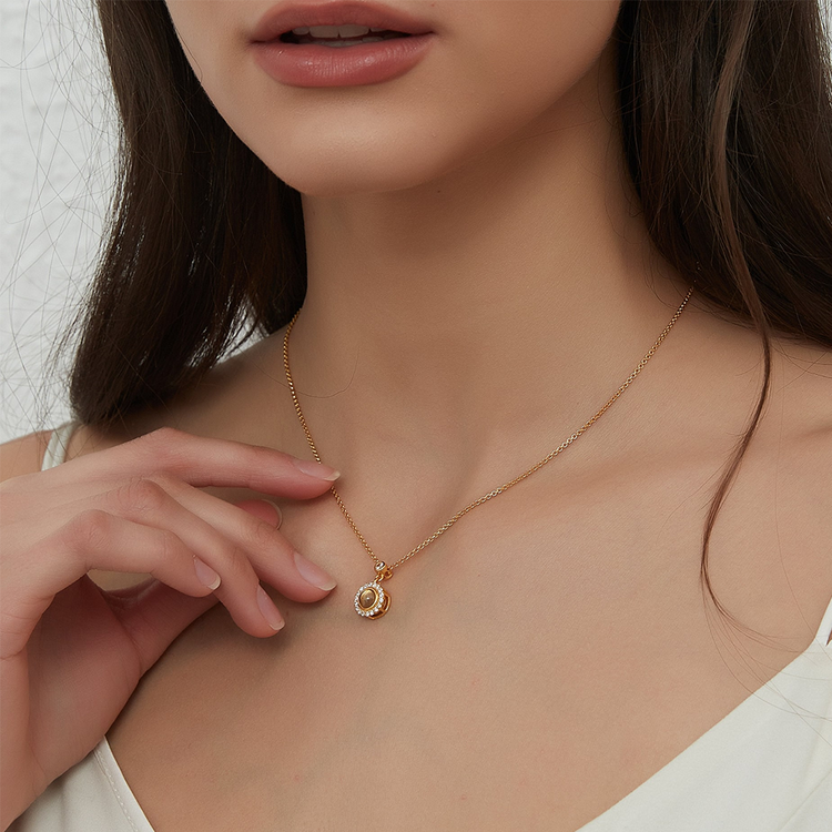 925 Sterling Silver Projection Necklace Trendy Best Friend Gift