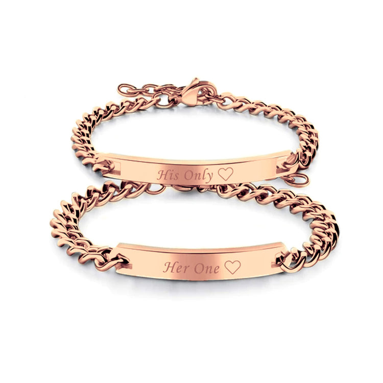 925 Sterling Silver Custom Engraved Couple Bracelets Set, Anniversary Gifts