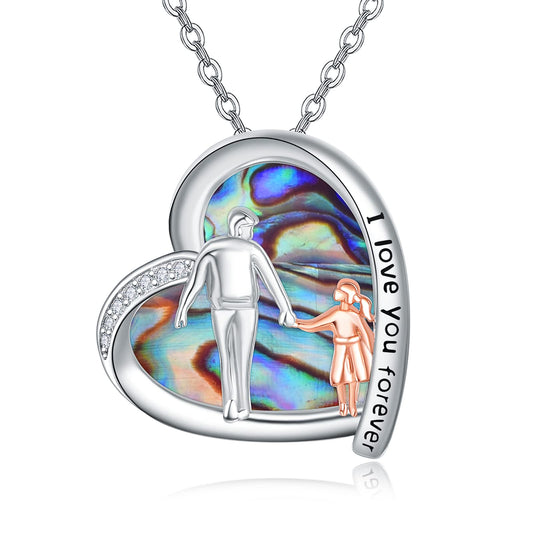 925 Sterling Silver Father Daughter Heart Necklace
