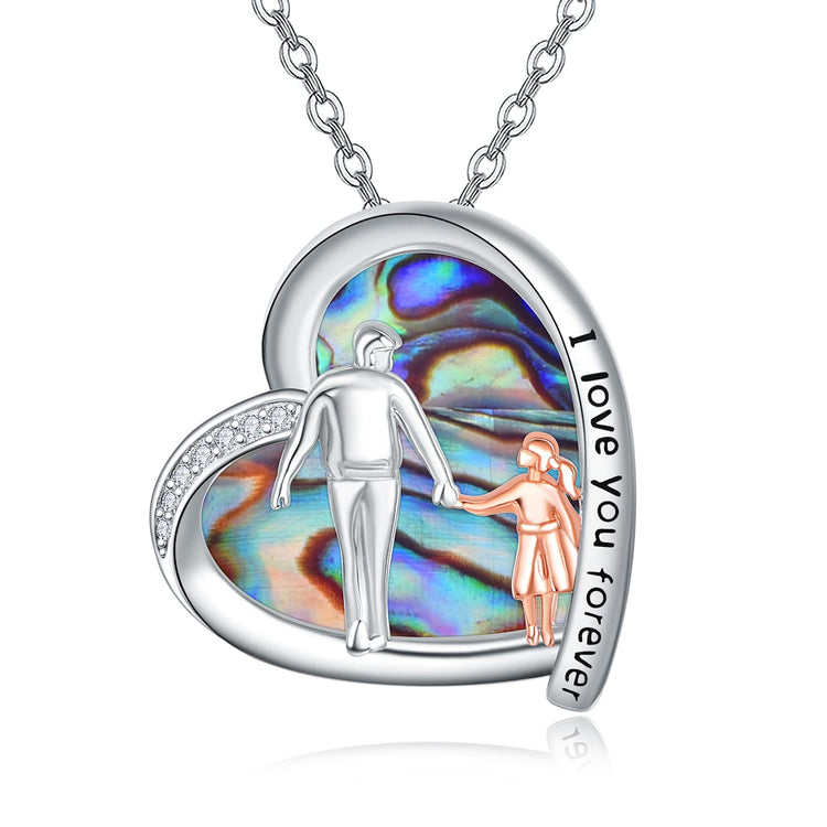 925 Sterling Silver Father Daughter Heart Necklace