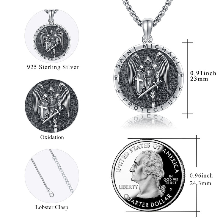 925 Sterling Silver Saint Michael Necklace St.michael Archangel Jewelry