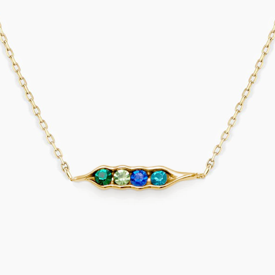 925 Sterling Silver Custom Birthstone Peas in a Pod Necklace