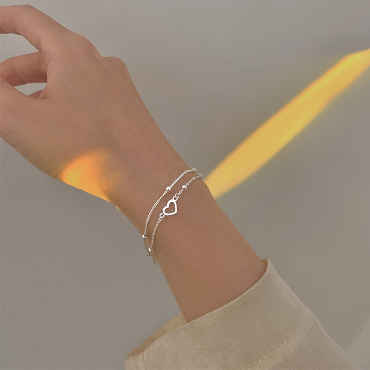 925 Sterling Silver Heart Elegant Bracelet Gift For Her