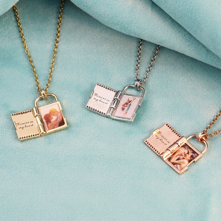 925 Sterling Silver Personalized Photo & Engraved Message Necklace