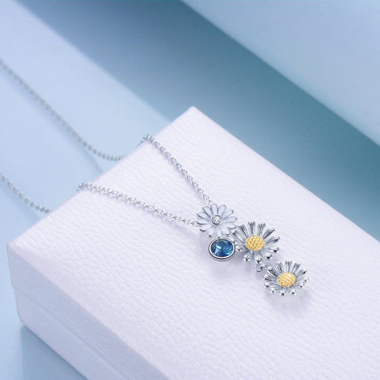 925 Sterling Silver Daisy Flower Pendant Necklace Jewelry